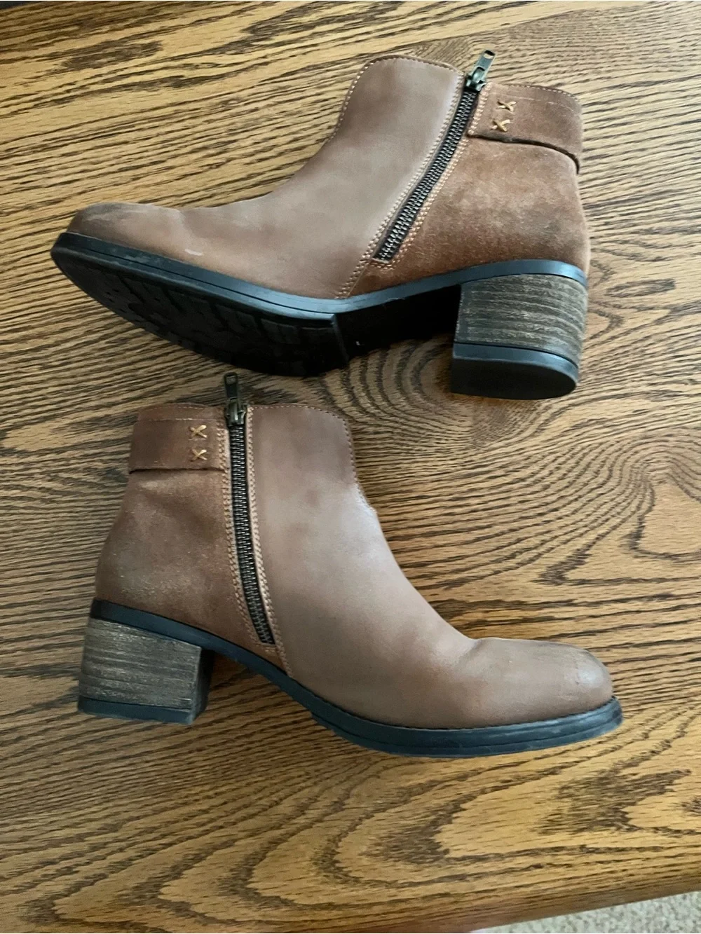 Skechers Tan-Brown Low Heel Ankle Booties